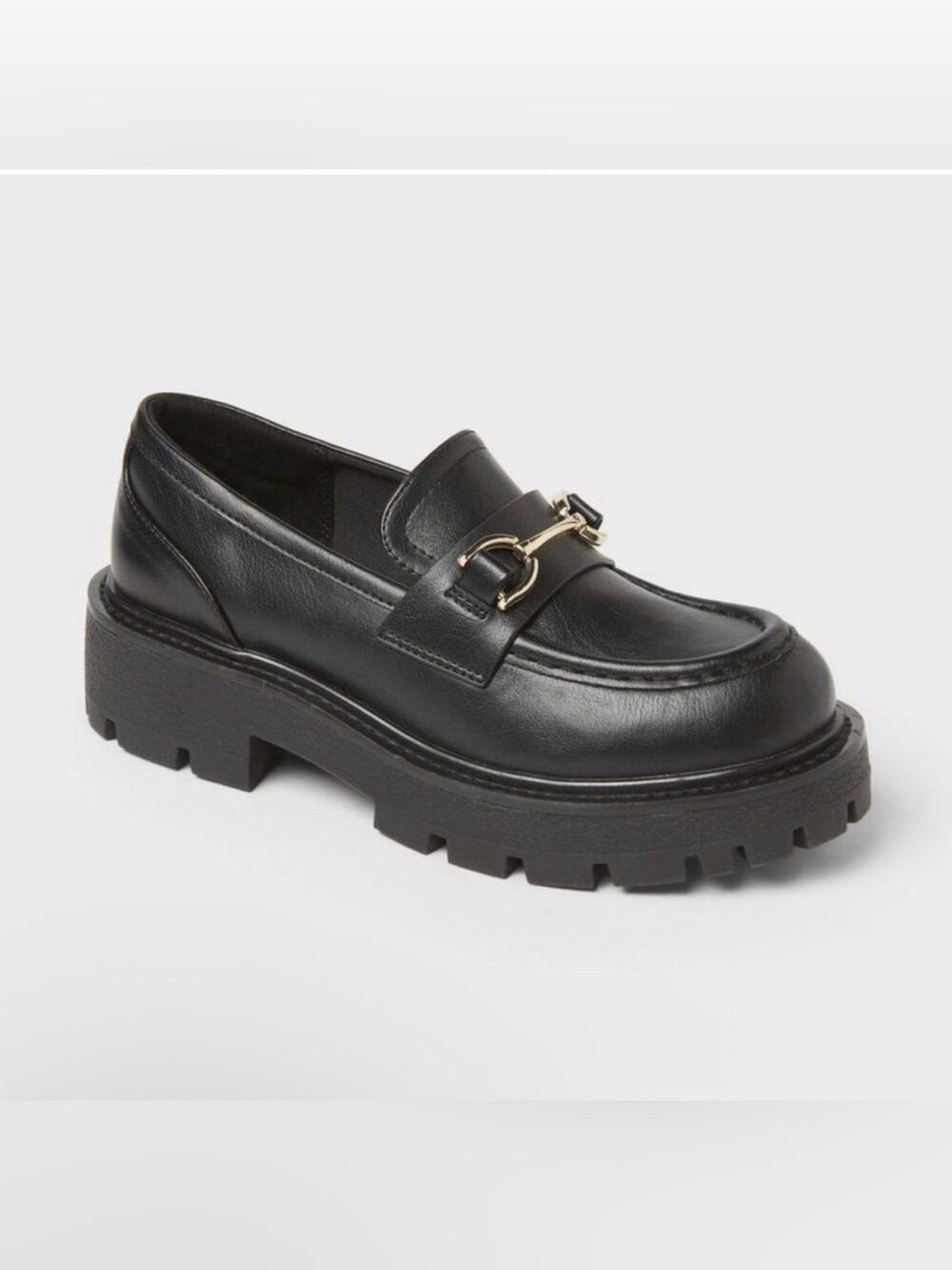 wild fable Black Leather Loafers with Gold Bit *nwot